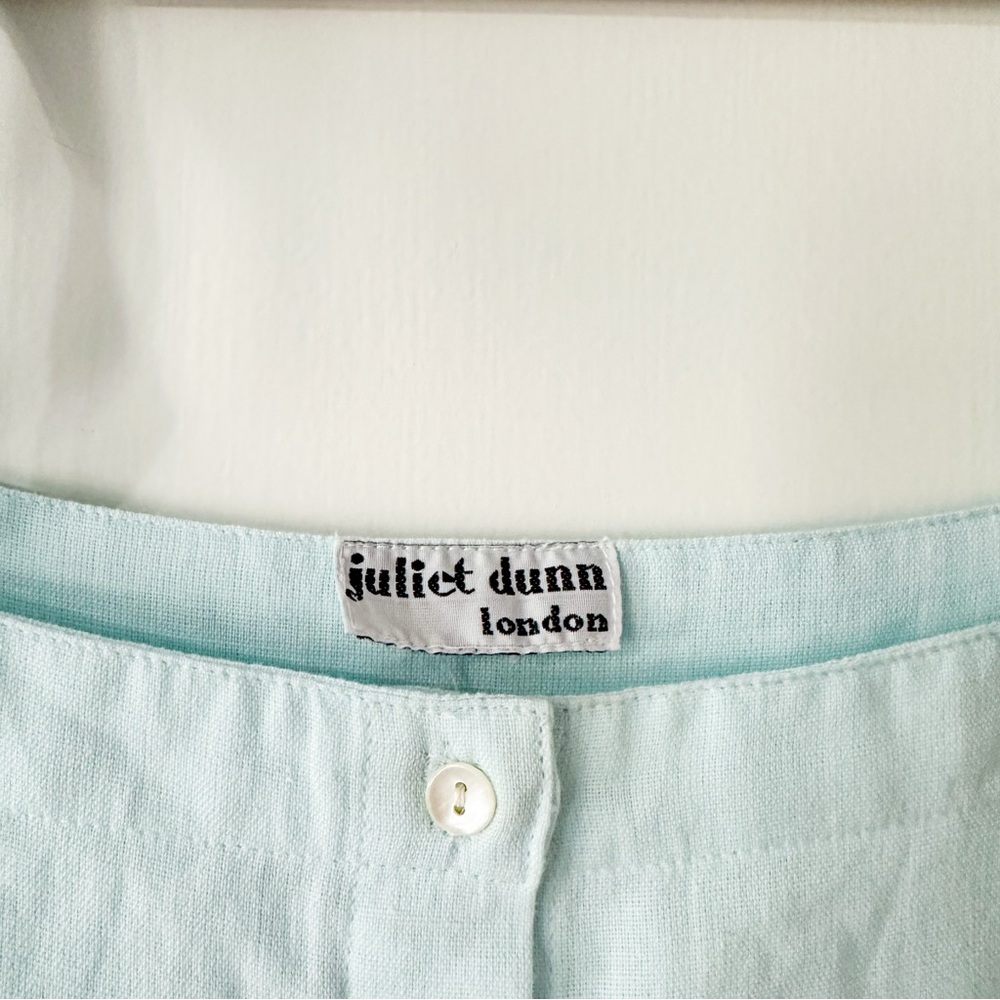 Juliet Dunn Tie Shoulder Dress Midi Tonal Cotton Ric Rac Blue Size Medium - Picture 4 of 9